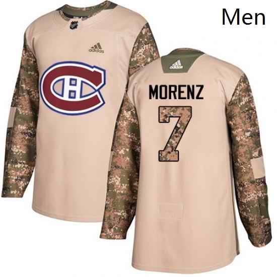 Mens Adidas Montreal Canadiens 7 Howie Morenz Authentic Camo Veterans Day Practice NHL Jersey